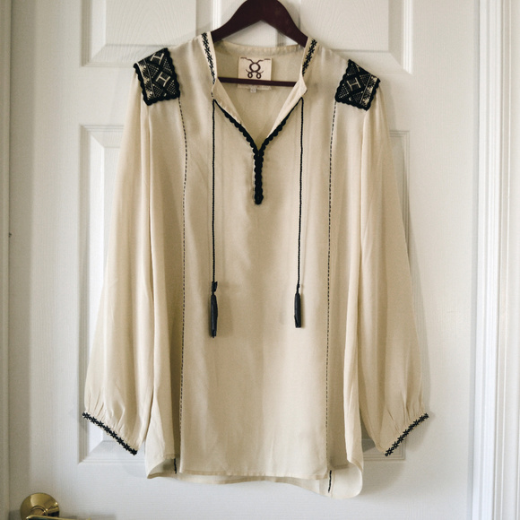 Figue Tops - Figue Tan/Black Embroidered Blouse